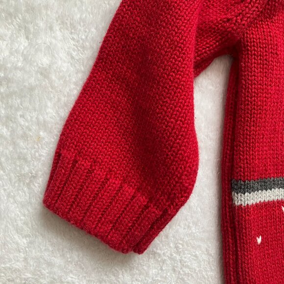Gymboree Baby Sweater 6-12M Red Grey Moose Knit Pullover | Holiday Winter VGUC - Picture 7 of 16